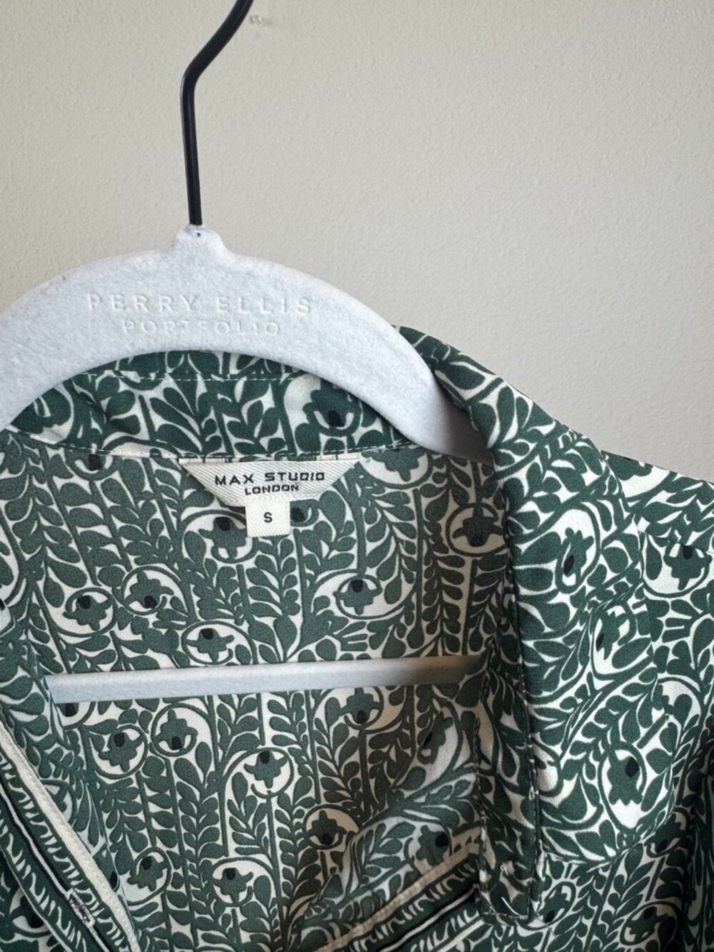 Max Studio London Green Floral Long Sleeve Oversized Maxi Dress S - Picture 6 of 6